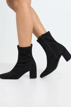 boohoo Bottines Chaussettes À Talon Bloc En Synthétique< Bottes|Bottes En Daim