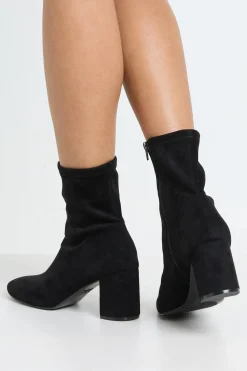 boohoo Bottines Chaussettes À Talon Bloc En Synthétique< Bottes|Bottes En Daim