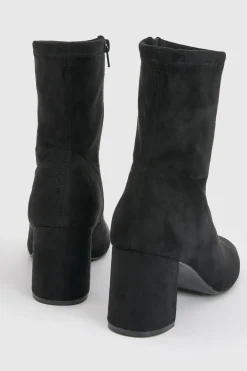 boohoo Bottines Chaussettes À Talon Bloc En Synthétique< Bottes|Bottes En Daim