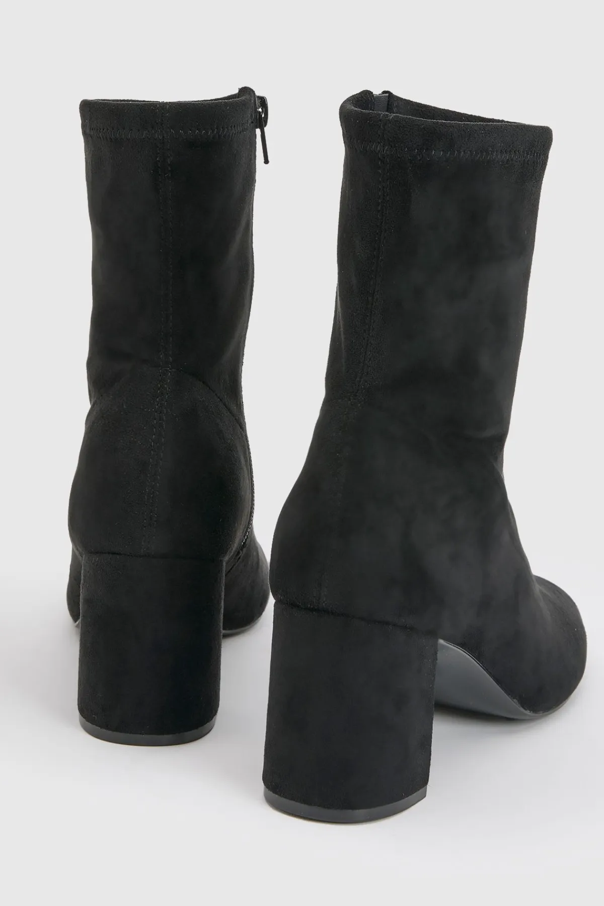 boohoo Bottines Chaussettes À Talon Bloc En Synthétique< Bottes|Bottes En Daim