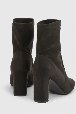 boohoo Bottines Chaussettes À Talon Bloc En Synthétique Coupe Large< Bottes|Bottes En Daim
