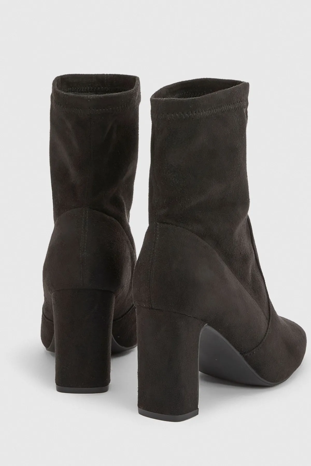 boohoo Bottines Chaussettes À Talon Bloc En Synthétique Coupe Large< Bottes|Bottes En Daim