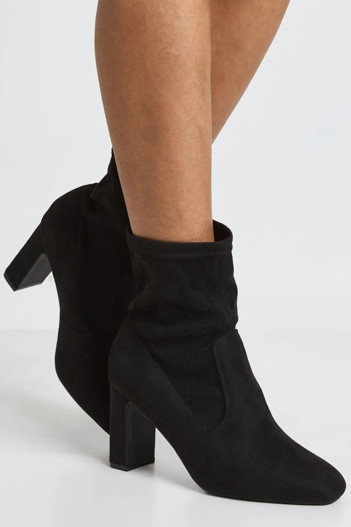 boohoo Bottines Chaussettes À Talon Bloc En Synthétique Coupe Large< Bottes|Bottes En Daim