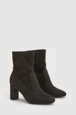 boohoo Bottines Chaussettes À Talon Bloc En Synthétique Coupe Large< Bottes|Bottes En Daim