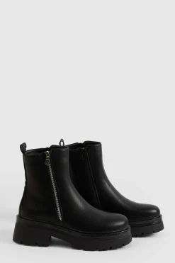 Bottines Chelsea À Détail Zip Et Semelle Épaisse