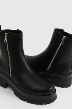Bottines Chelsea À Détail Zip Et Semelle Épaisse