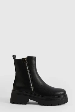 Bottines Chelsea À Détail Zip Et Semelle Épaisse