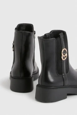 Bottines Chelsea Épaisses avec Détail Boucle