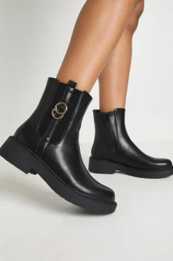 Bottines Chelsea Épaisses avec Détail Boucle