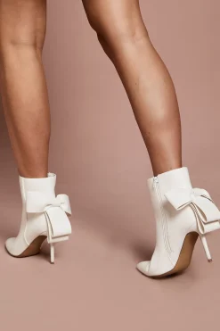 Bottines de Mariée Camilla en synthétique avec Nœud au Dos et Talons Aiguilles Hauts