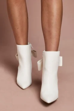 Bottines de Mariée Camilla en synthétique avec Nœud au Dos et Talons Aiguilles Hauts