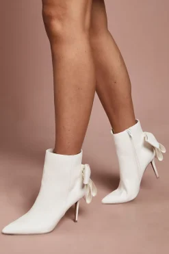 Bottines de Mariée Camilla en synthétique avec Nœud au Dos et Talons Aiguilles Hauts