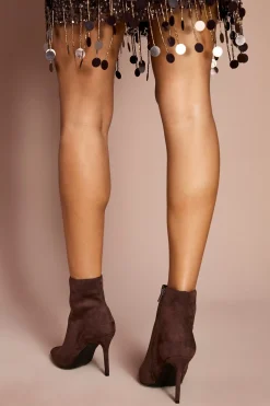 Bottines Harper à Talon Aiguille Haut en Daim Synthétique Effet Croco