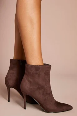 Bottines Harper à Talon Aiguille Haut en Daim Synthétique Effet Croco