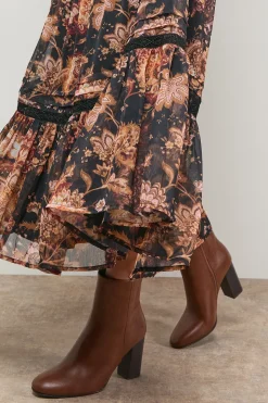 Bottines Louisa à Bout Rond en synthétiquecuir avec Talon Bloc Empilé