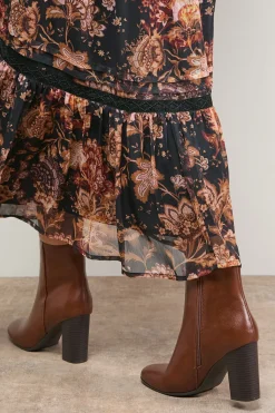 Bottines Louisa à Bout Rond en synthétiquecuir avec Talon Bloc Empilé