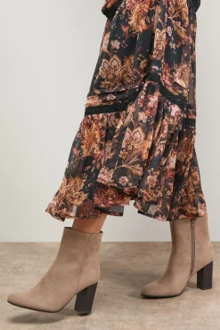 Bottines Louisa en synthétique à Bout Rond avec Talon Haut Empilé