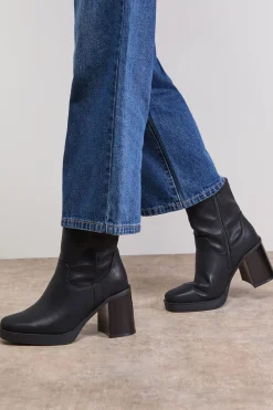 Bottines à Plateforme Carina Coupe Large en synthétique à Bout Rond et Talon Bloc Haut