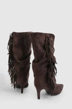 boohoo Bottines Plissées À Franges Style Décontracté< Looks Chocolat|Bottes