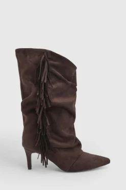 boohoo Bottines Plissées À Franges Style Décontracté< Looks Chocolat|Bottes