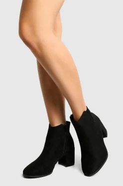 Bottines À Talon Bloc Bas En Synthétique Coupe Large