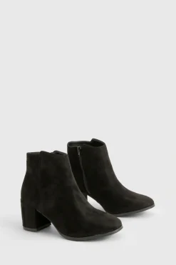 Bottines À Talon Bloc Bas En Synthétique Coupe Large