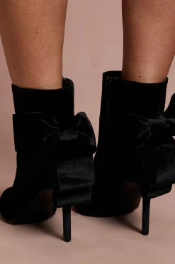 Bottines À Talons Aiguilles Camilla En Velours Avec Nœud Au Dos