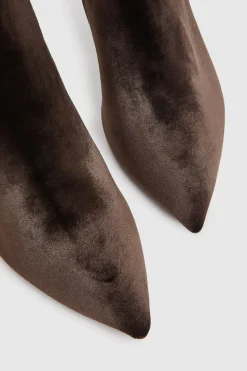 Bottines À Talons Aiguilles Camilla En Velours Avec Nœud Au Dos