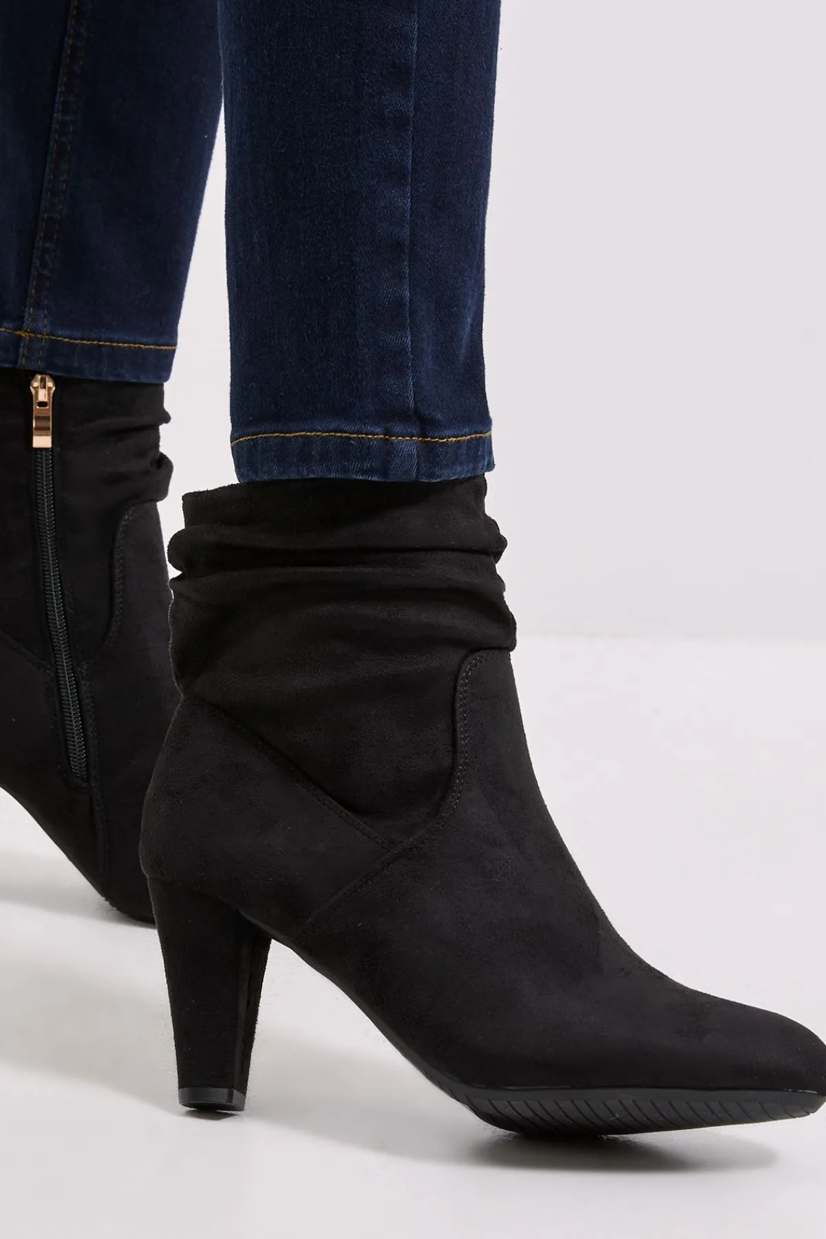 Dorothy Perkins Bottines à Talons Hauts en synthétique Froncé Ally Coupe Large< Bottes Mi-Hautes|Bottes