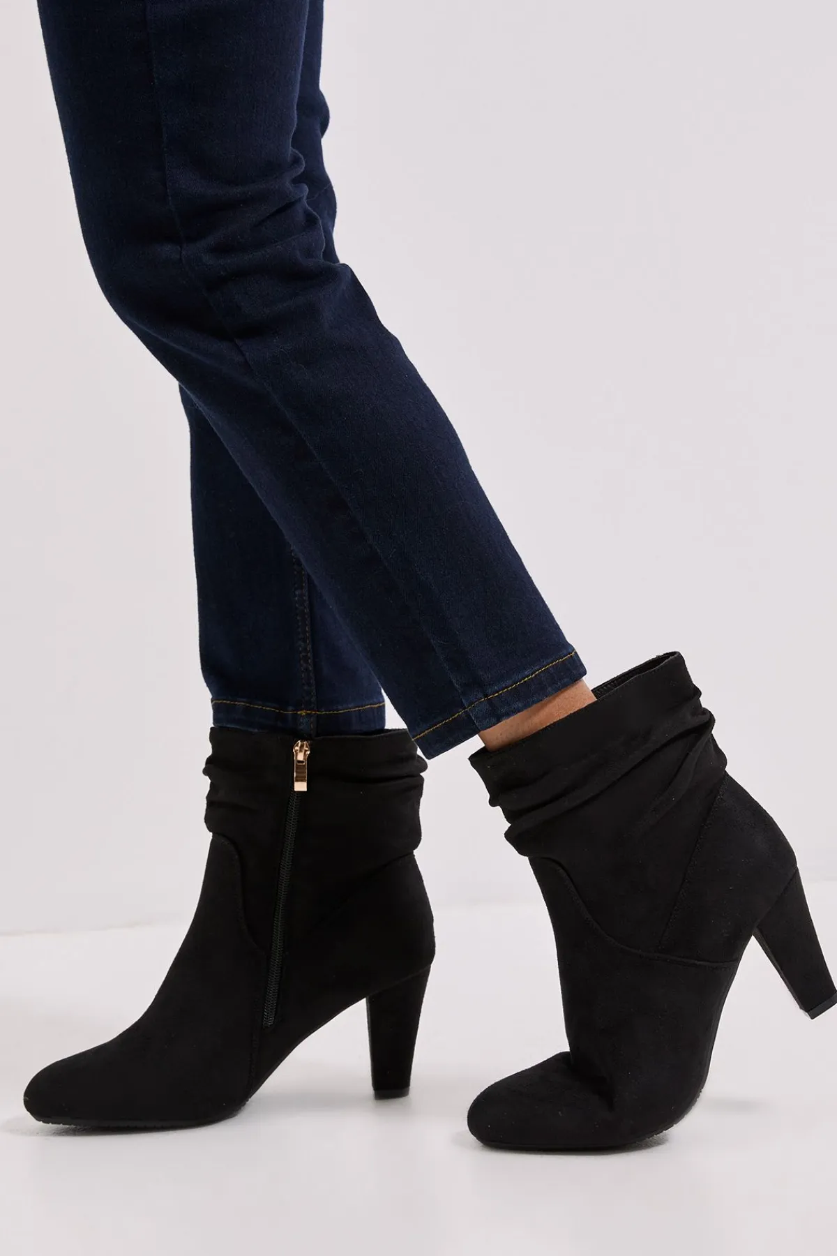 Dorothy Perkins Bottines à Talons Hauts en synthétique Froncé Ally Coupe Large< Bottes Mi-Hautes|Bottes