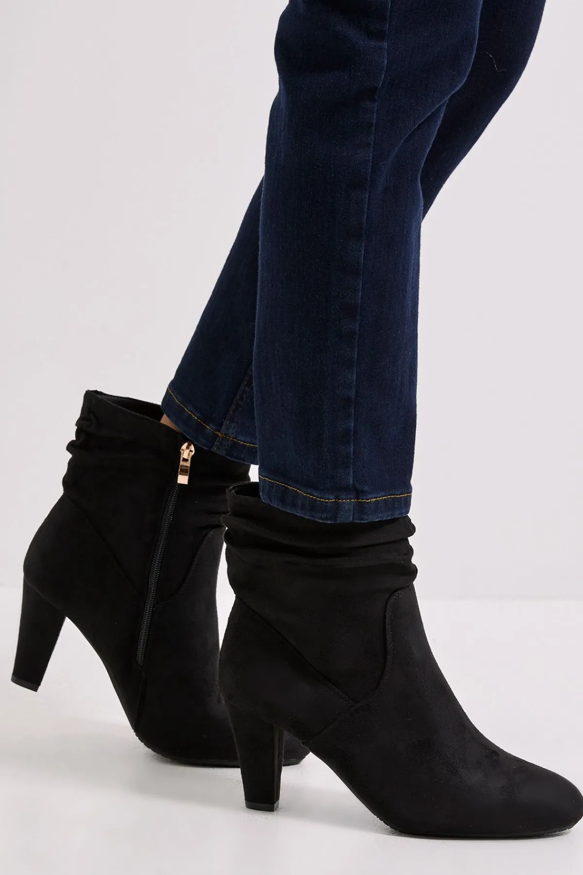 Dorothy Perkins Bottines à Talons Hauts en synthétique Froncé Ally Coupe Large< Bottes Mi-Hautes|Bottes