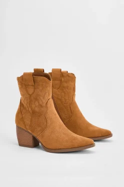 Bottines Western Brodées En Synthétique
