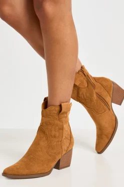 Bottines Western Brodées En Synthétique