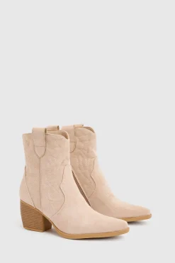 Bottines Western En Synthétique Brodé