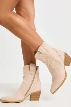 Bottines Western En Synthétique Brodé