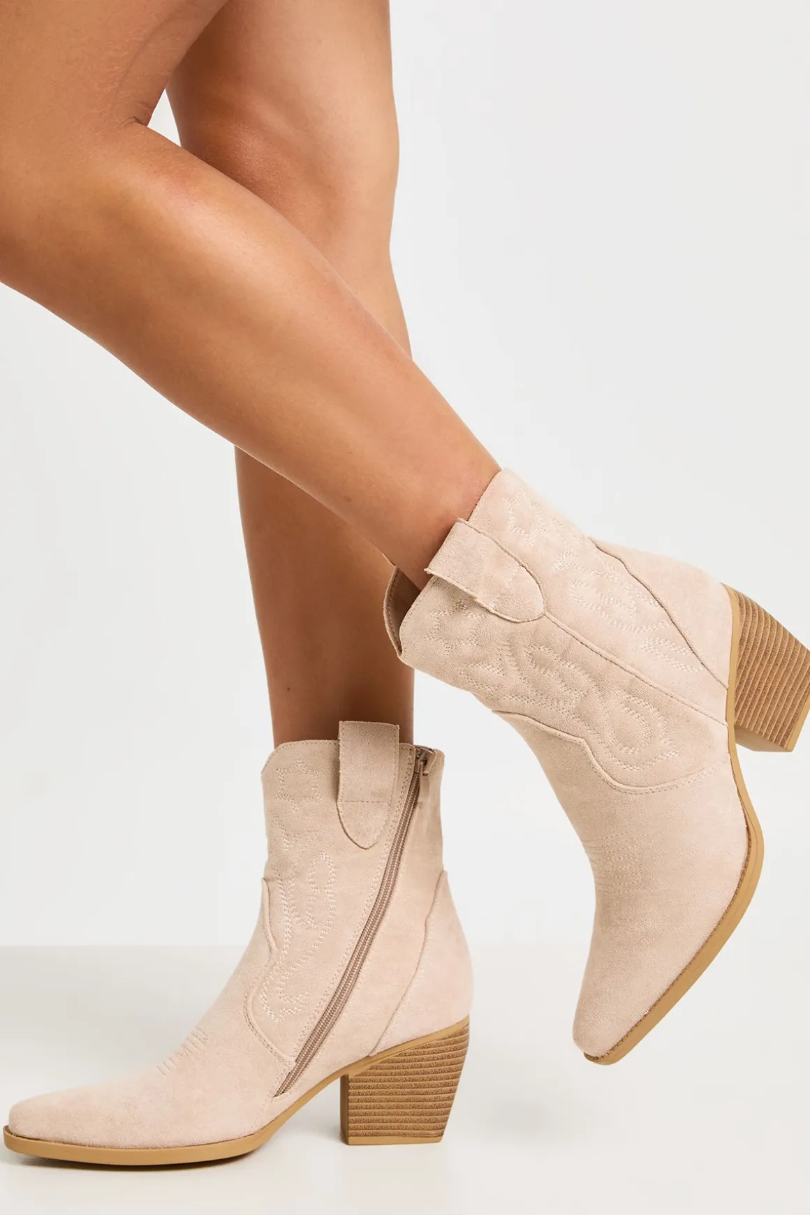 Bottines Western En Synthétique Brodé