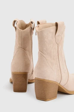Bottines Western En Synthétique Brodé