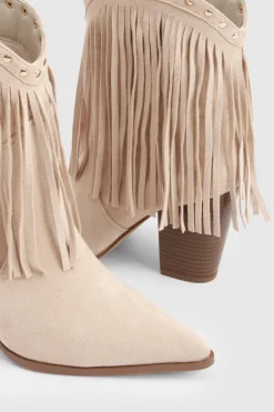 boohoo Bottines Western À Franges Et Clous En Synthétique< Bottes Mi-Hautes|Bottes