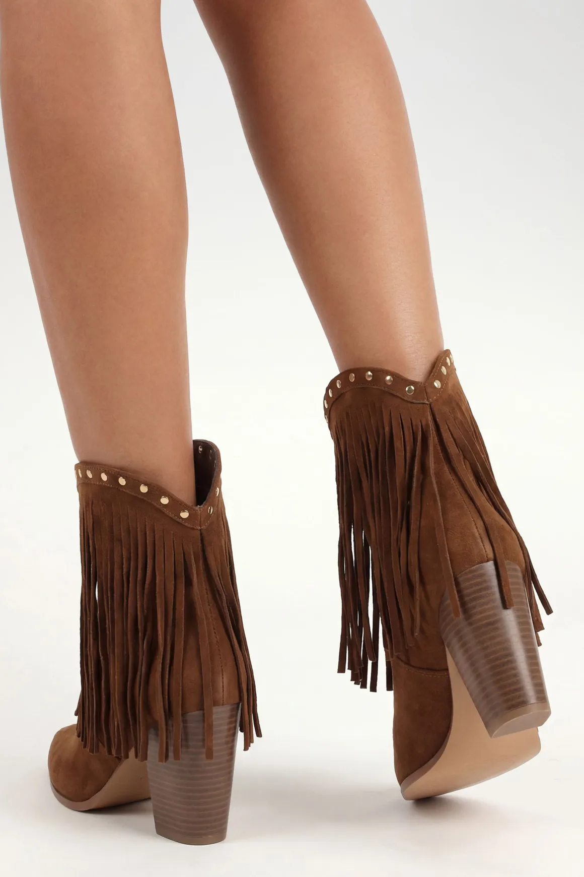 Bottines Western À Franges Et Clous En Synthétique