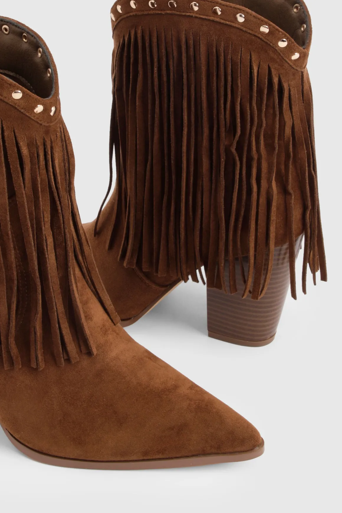 Bottines Western À Franges Et Clous En Synthétique