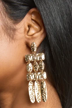 Boucles D'oreilles Chandelier Martelées À Effet Spectaculaire