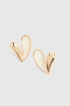 Boucles D'oreilles Clous Cœur En Émail