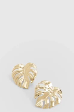 boohoo Boucles D'oreilles Clous Feuille Surdimensionnée Avec Détails< Boucles D'Oreilles