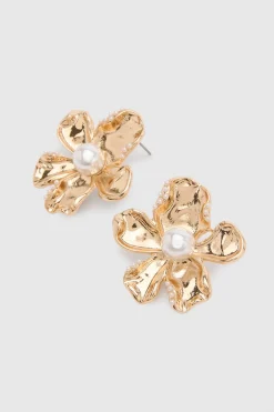 boohoo Boucles D'oreilles Clous Fleur Avec Détail Perle Large< Boucles D'Oreilles