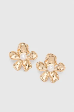 boohoo Boucles D'oreilles Clous Fleur Avec Détail Perle Large< Boucles D'Oreilles