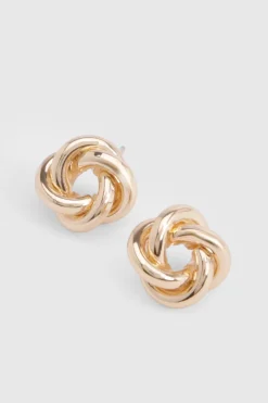 Boucles d'Oreilles Clous Nœud Doré