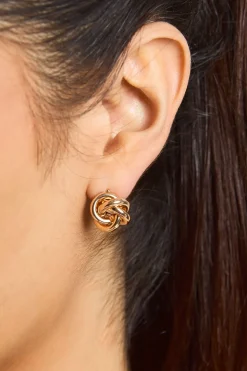 Boucles d'Oreilles Clous Nœud Doré