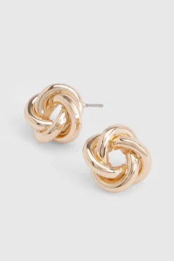Boucles d'Oreilles Clous Nœud Doré