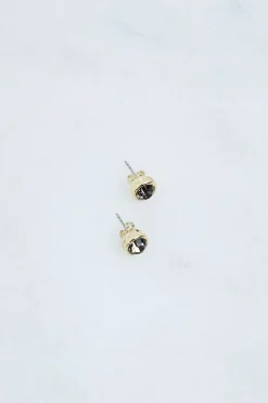 KarenMillen Boucles d'oreilles clous solitaires en cristal européen serties à la main, plaqué or 14kt< Boucles D'Oreilles