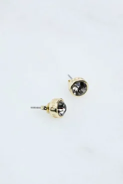 KarenMillen Boucles d'oreilles clous solitaires en cristal européen serties à la main, plaqué or 14kt< Boucles D'Oreilles